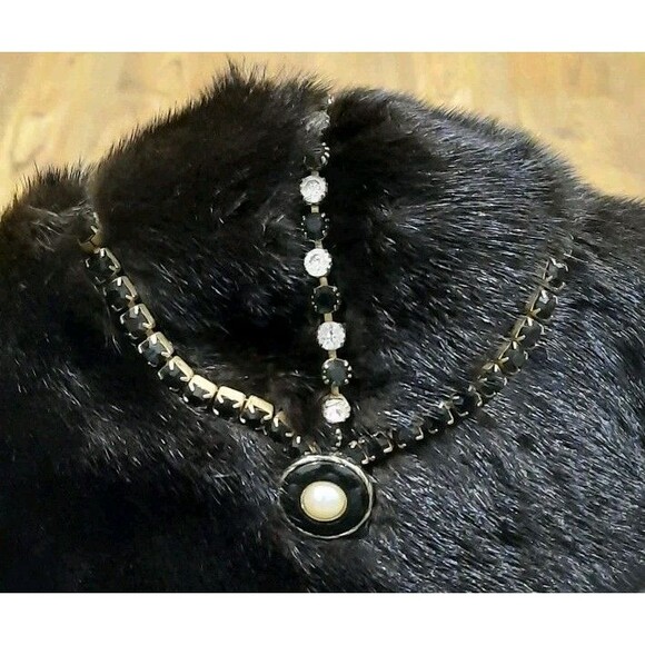RARE Vintage 1960s Women Brown Mink Fur Pillbox Beret Jeweled Hat Luxury Winter